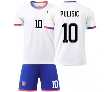 Youth American Team #10 Christian Pulisic 2024-25 Home Soccer Jersey Suit
