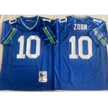 Men's Seattle Seahawks #10 Jim Zorn Royal Throwback Stitched Football Jersey