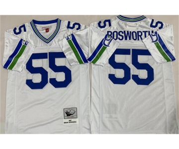 Men's Seattle Seahawks #55 Brian Bosworth White Throwback Football Stitched Jersey