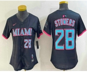 Women's Miami Marlins #28 Kyle Stowers Number Black 2025 City Connect Limited Jersey