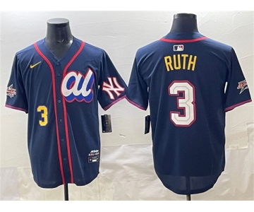 Men's American League #3 Babe Ruth Navy 2025 All-Star Edition Limited Stitched Baseball Jersey