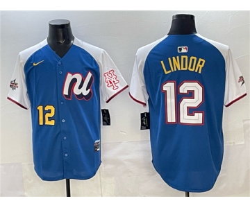 Men's National League #12 Francisco Lindor Blue Alternate 2025 All-Star Edition Limited Stitched Baseball Jersey