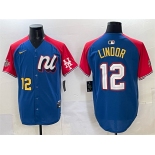 Men's National League #12 Francisco Lindor Blue Red Alternate 2025 All-Star Edition Limited Stitched Baseball Jersey Men's National League #12 Francisco Lindor Blue Red Alternate 2025 All-Star Edition Limited Stitched Baseball Jersey