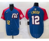 Men's National League #12 Francisco Lindor Blue Red Alternate 2025 All-Star Edition Limited Stitched Baseball Jersey Men's National League #12 Francisco Lindor Blue Red Alternate 2025 All-Star Edition Limited Stitched Baseball Jersey