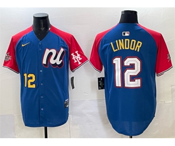 Men's National League #12 Francisco Lindor Blue Red Alternate 2025 All-Star Edition Limited Stitched Baseball Jersey