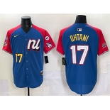 Men's National League #17 Shohei Ohtani Blue Red Alternate 2025 All-Star With Patch Edition Limited Stitched Baseball Jersey Men's National League #17 Shohei Ohtani Blue Red Alternate 2025 All-Star With Patch Edition Limited Stitched Baseball Jersey