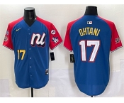 Men's National League #17 Shohei Ohtani Blue Red Alternate 2025 All-Star With Patch Edition Limited Stitched Baseball Jersey Men's National League #17 Shohei Ohtani Blue Red Alternate 2025 All-Star With Patch Edition Limited Stitched Baseball Jersey