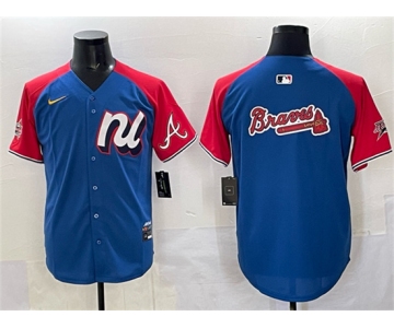 Men's National League Atlanta Braves Team Big Logo Blue Red Alternate 2025 All-Star Edition Limited Stitched Baseball Jersey
