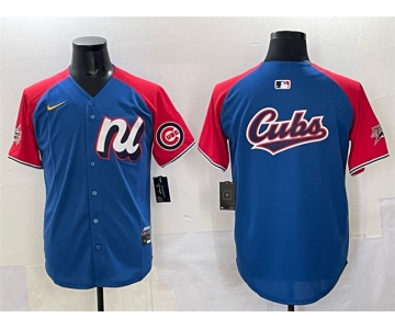 Men's National League Chicago Cubs Team Big Logo Blue Red Alternate 2025 All-Star Edition Limited Stitched Baseball Jersey