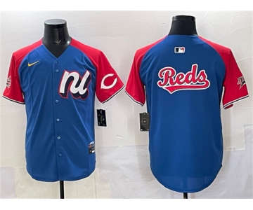 Men's National League Cincinnati Reds Team Big Logo Blue Red Alternate 2025 All-Star Edition Limited Stitched Baseball Jersey