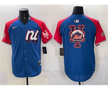 Men's National League New York Mets Team Big Logo Blue Red Alternate 2025 All-Star Edition Limited Stitched Baseball Jersey
