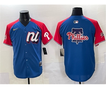 Men's National League Philadelphia Phillies Team Big Logo Blue Red Alternate 2025 All-Star Edition Limited Stitched Baseball Jersey