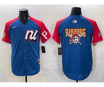 Men's National League Pittsburgh Pirates Team Big Logo Blue Red Alternate 2025 All-Star Edition Limited Stitched Baseball Jersey