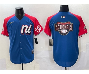 Men's National League Washington Nationals Team Big Logo Blue Red Alternate 2025 All-Star Edition Limited Stitched Baseball Jersey