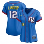 Women's National League #12 Francisco Lindor Blue 2025 All-Star Edition Limited Stitched Baseball Jersey