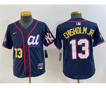 Youth American League #13 Jazz Chisholm Jr. Navy 2025 All-Star Edition Limited Stitched Baseball Jersey