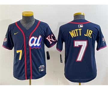 Youth American League #7 Bobby Witt Jr. Navy 2025 All-Star Edition Limited Stitched Baseball Jersey