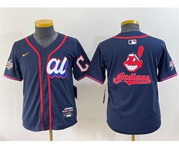 Youth American League Cleveland Guardians Team Big Logo Navy 2025 All-Star Edition Limited Stitched Baseball Jersey