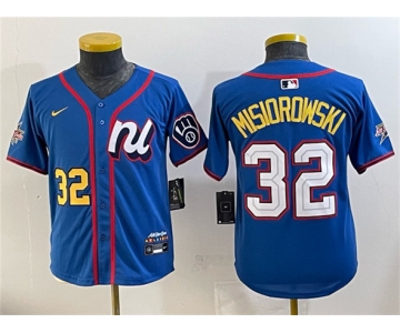 Youth National League #32 Jacob Misiorowski Blue 2025 All-Star Edition Limited Stitched Baseball Jersey