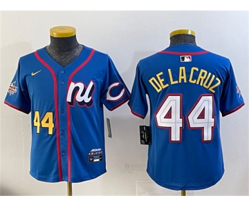 Youth National League #44 Elly De La Cruz Blue 2025 All-Star Edition Limited Stitched Baseball Jersey