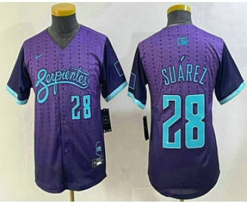 Youth Arizona Diamondbacks #28 Eugenio Suarez Number Purple 2025 City Connect Limited Jersey
