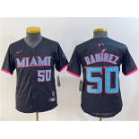 Youth Miami Marlins #50 Agustín Ramírez Black 2025 City Connect Limited Stitched Baseball Jersey
