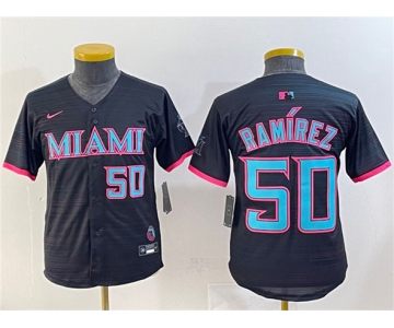 Youth Miami Marlins #50 Agustín Ramírez Black 2025 City Connect Limited Stitched Baseball Jersey