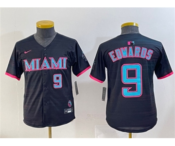 Youth Miami Marlins #9 Xavier Edwards Black 2025 City Connect Limited Stitched Jersey
