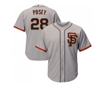 Youth San Francisco Giants #28 Buster Posey Grey Road 2 Cool Base Stitched MLB Jersey