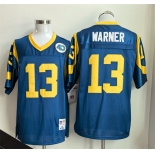 Men's Los Angeles Rams #13 Kurt Warner Royal Throwback Football Stitched Jersey