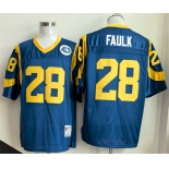 Men's Los Angeles Rams #28 Marshall Faulk Royal Throwback Football Stitched Jersey