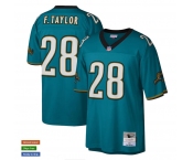 Men's Jacksonville Jaguars #28 Fred Taylor Mitchell & Ness Teal NFL Throwback Football Jersey