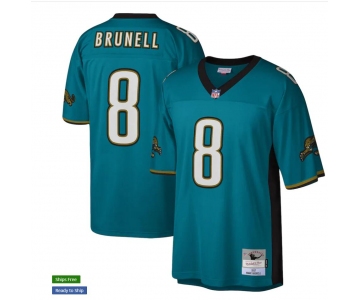Men's Jacksonville Jaguars #8 Mark Brunell 1997 Mitchell & Ness Teal NFL Throwback Football Jersey