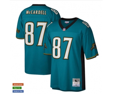 Men's Jacksonville Jaguars #87 Keenan McCardell Mitchell & Ness Teal NFL Throwback Football Jersey