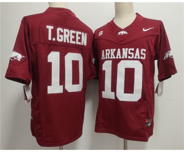 Men's Arkansas Razorbacks #10 TAYLEN GREEN Red 2025 F.U.S.E. Vapor Limited Stitched Football Jersey