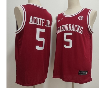 Men's Arkansas Razorbacks #5 Darius Acuff Jr. Red Stitched Football Jersey