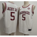 Men's Arkansas Razorbacks #5 Darius Acuff Jr. White Stitched Football Jersey Men's Arkansas Razorbacks #5 Darius Acuff Jr. White Stitched Football Jersey