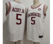 Men's Arkansas Razorbacks #5 Darius Acuff Jr. White Stitched Football Jersey Men's Arkansas Razorbacks #5 Darius Acuff Jr. White Stitched Football Jersey
