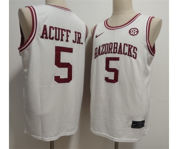 Men's Arkansas Razorbacks #5 Darius Acuff Jr. White Stitched Football Jersey