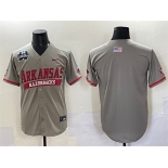 Men's Arkansas Razorbacks Blank Grey 2025 World Series & SEC Patch Stitched Jersey Men's Arkansas Razorbacks Blank Grey 2025 World Series & SEC Patch Stitched Jersey