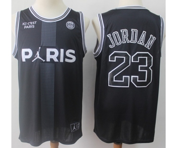 Bulls #23 Michael Jordan Black Ici C'est Paris Stitched Basketball Jersey