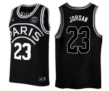 Paris Saint-Germain #23 Michael Jordan Black Jordan Fashion Jersey