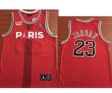 Paris Saint-Germain #23 Michael Jordan Red Jordan Fashion Jersey