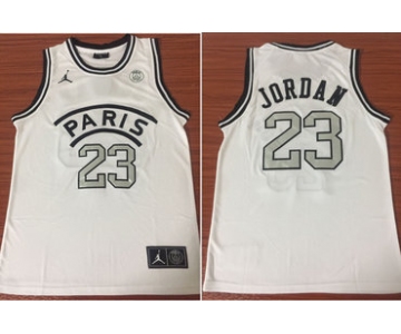 Paris Saint Germain 23 Michael Jordan White Fashion Jersey