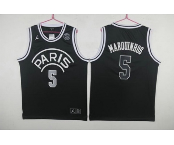 Paris Saint-Germain #5 Marquinhos Black Jordan Fashion Jersey