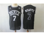 Paris Saint-Germain #7 Mbappe Black Jordan Fashion Jersey Paris Saint-Germain #7 Mbappe Black Jordan Fashion Jersey