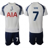 Men's Tottenham Hotspur #7 Son Heung-min 2025-26 White Home Soccer Jersey Suit