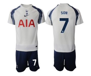 Men's Tottenham Hotspur #7 Son Heung-min 2025-26 White Home Soccer Jersey Suit