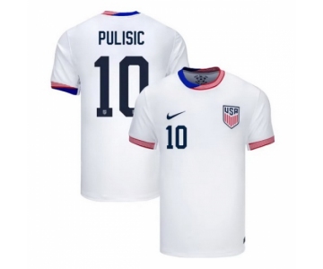 Men American Team 10 Christian Pulisic 2024 25 Home Soccer Jersey Suit