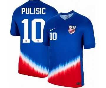 Men American Team 10 Christian Pulisic 2024 25 Royal Away Soccer Jersey Suit